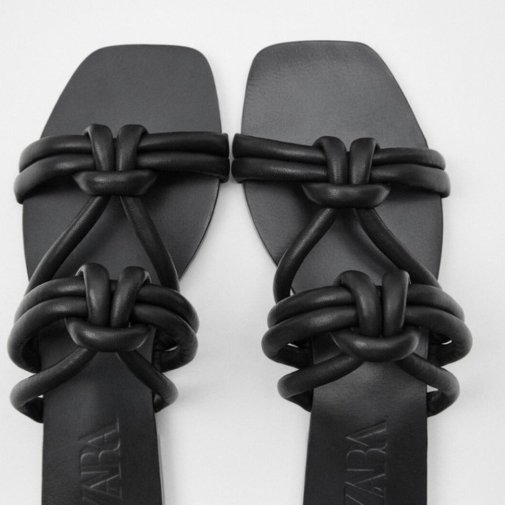 Zara black flat sandals